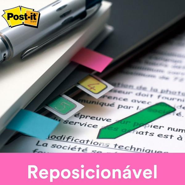 Marcador de Página Adesivo Post-it Flags 5 Cores Neon 11,9 mm x 43,2 mm - 100 folhas - BT 100 UN