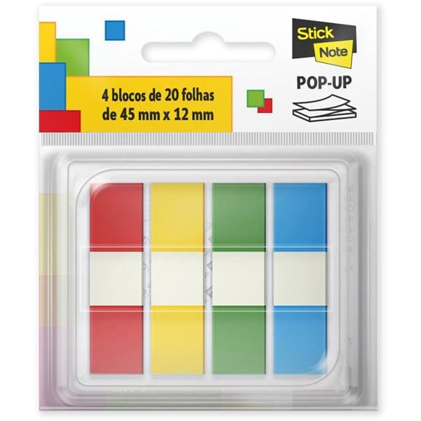 Marcador de página 45x12mm 4 cores pop-up Stick Note PT 80 UN