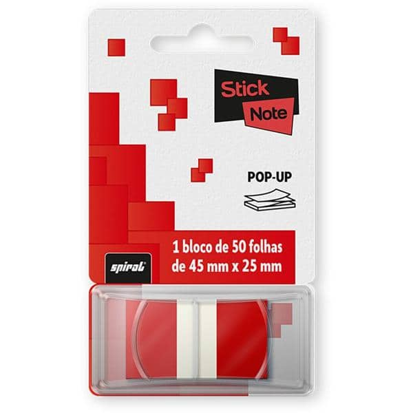 Marcador de página 45x25mm pop-up vermelho Stick Note PT 50 UN