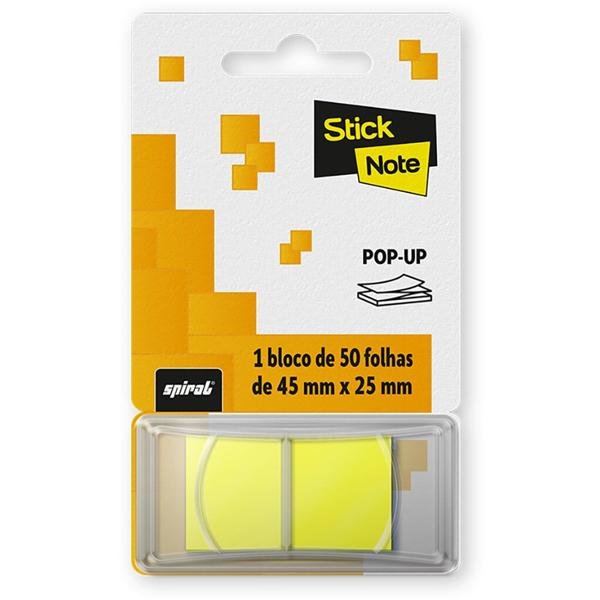 Marcador de página 45x25mm pop-up amarelo neon Stick Note PT 50 UN