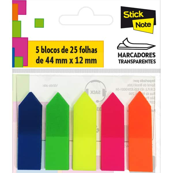 Marcador de página 12 x 44mm, com 5 cores, Stick Note - BT 125 UN