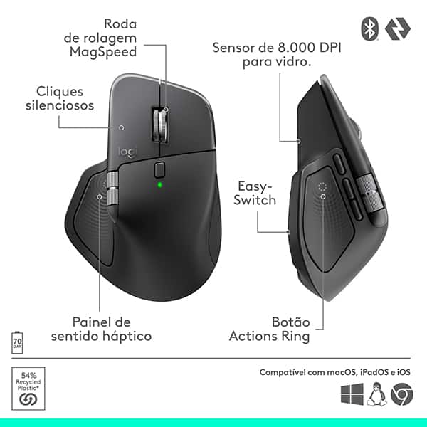 Mouse bluetooth rec MX Master 4 grafite 910-007565 Logitech CX 1 UN