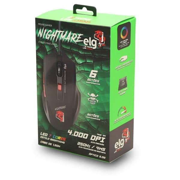 Mouse Gamer USB 4800dpi Nightmare  MGNM Elg CX 1 UN