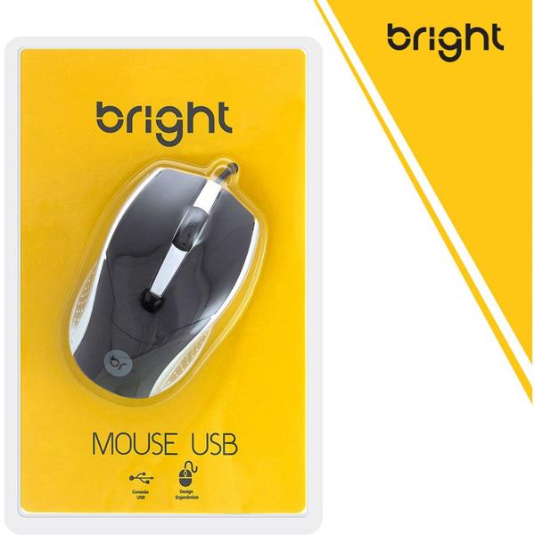 Mouse Óptico USB Preto e Prata 0028 Bright BT 1 UN