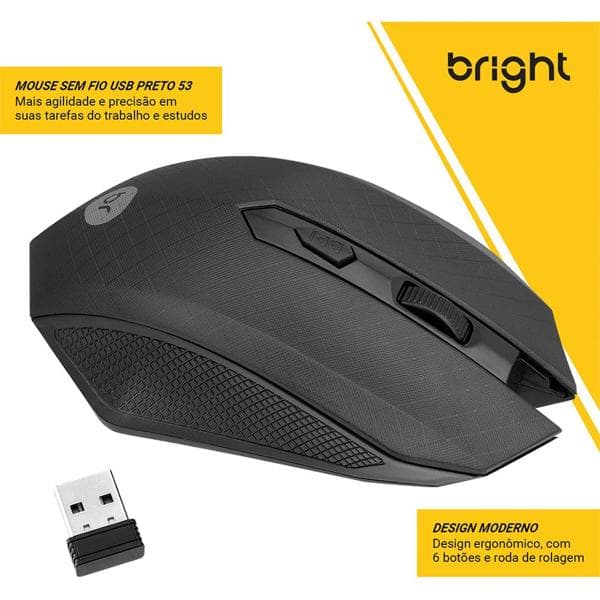 Mouse sem fio preto Áustria 0053 Bright CX 1 UN