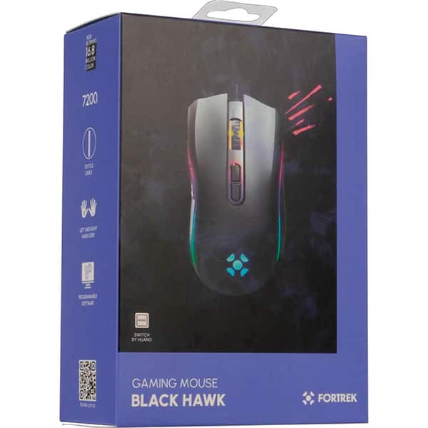 Mouse Gamer com fio, 7200 DPI, USB, RGB, Blackhawk Fortrek - CX 1 UN