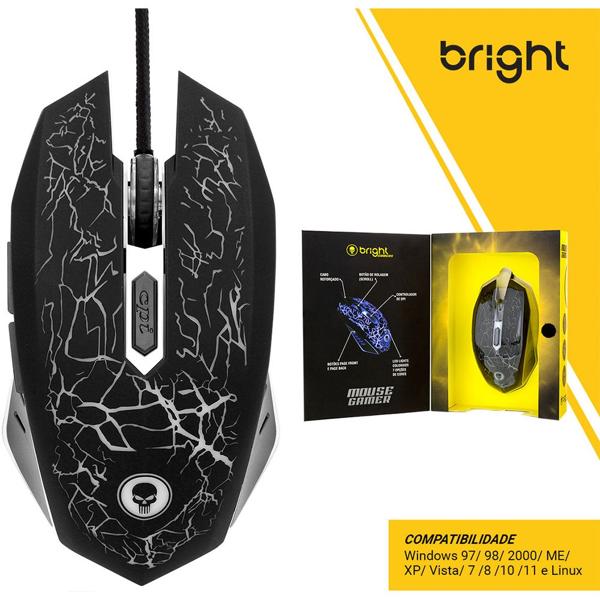 Mouse Gamer com fio USB 2400dpi Led Bright - CX 1 UN