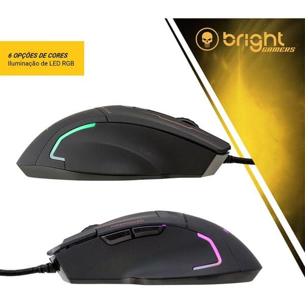 Mouse Gamer com fio USB 6400dpi Bright - CX 1 UN