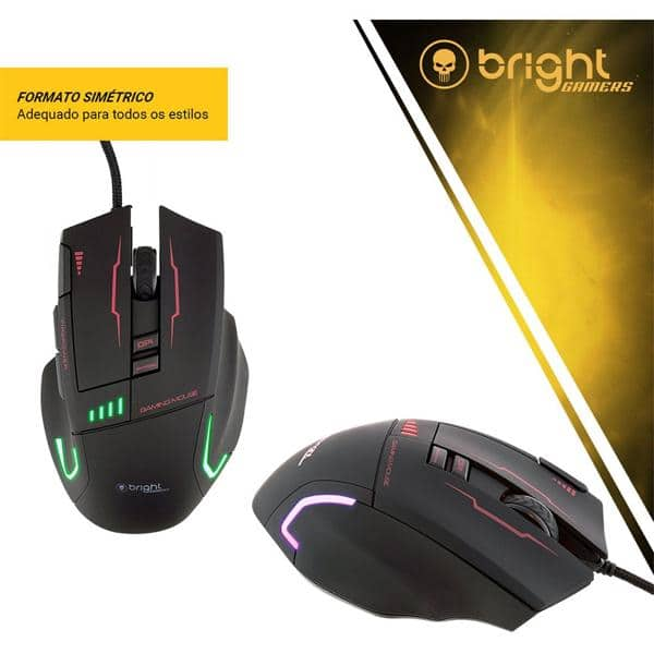 Mouse Gamer com fio USB 6400dpi Bright - CX 1 UN