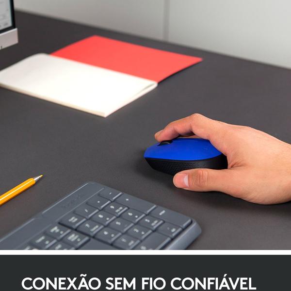 Mouse sem fio Logitech M170 com Design Ambidestro Compacto, Conexão USB e Pilha Inclusa, Azul - CX 1 UN