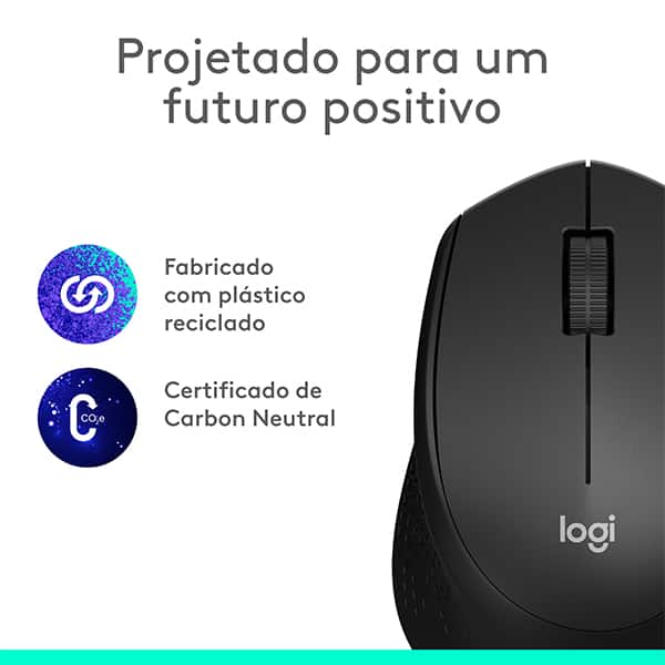 Mouse sem fio Logitech M280 com Conexão USB e Pilha Inclusa - Preto CX 1 UN