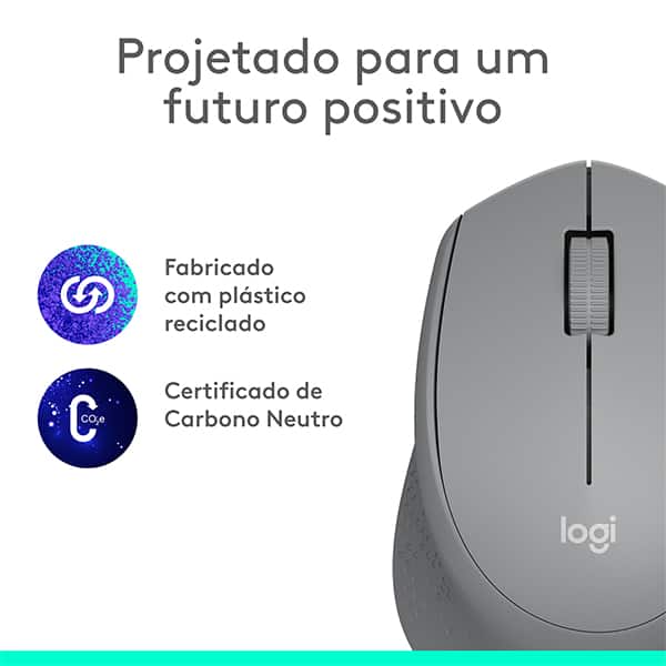 Mouse sem fio Logitech M280 com Conexão USB e Pilha Inclusa - Cinza CX 1 UN