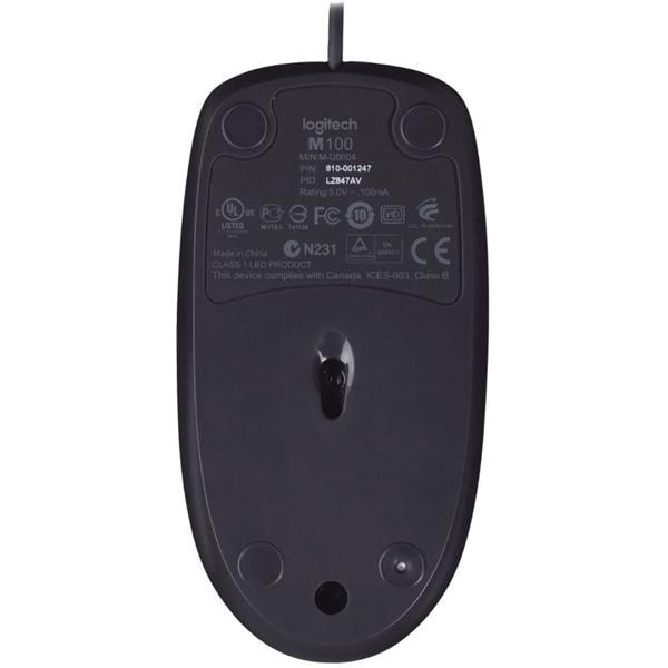 Mouse com fio USB Logitech M90 com Design Ambidestro e Facilidade Plug and Play BT 1 UN