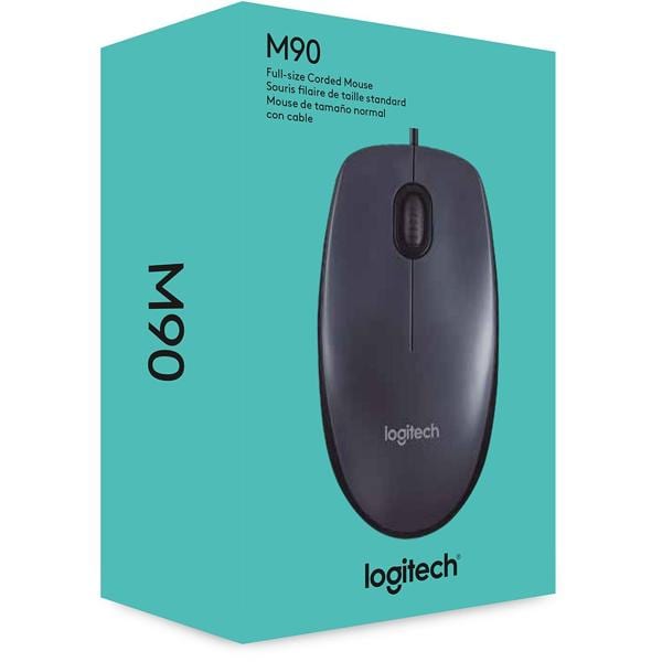 Mouse com fio USB Logitech M90 com Design Ambidestro e Facilidade Plug and Play BT 1 UN