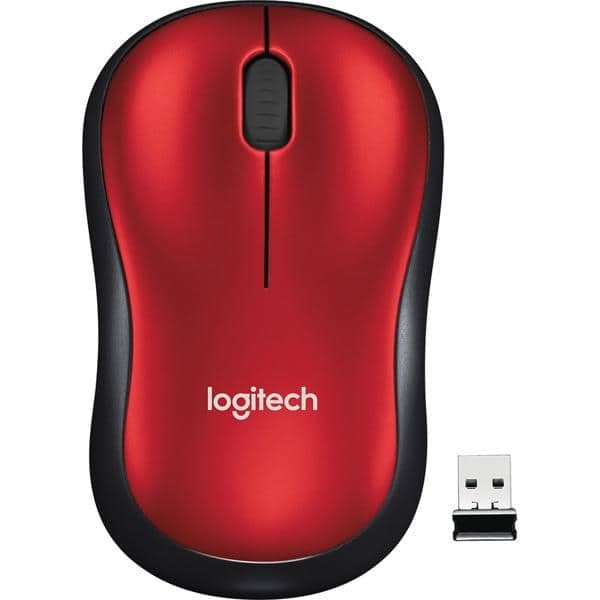 Mouse sem fio Logitech M185 com Design Ambidestro Compacto, Conexão USB e Pilha Inclusa - Vermelho CX 1 UN