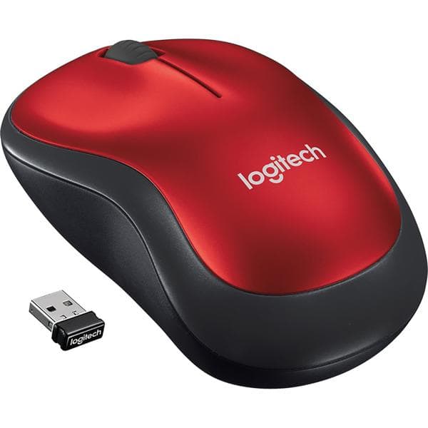 Mouse sem fio Logitech M185 com Design Ambidestro Compacto, Conexão USB e Pilha Inclusa - Vermelho CX 1 UN