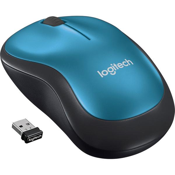 Mouse sem fio Logitech M185 com Design Ambidestro Compacto, Conexão USB e Pilha Inclusa - Azul CX 1 UN