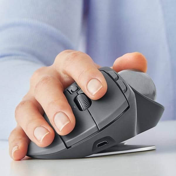 Mouse sem fio Logitech Trackball MX Ergo com Ajuste de Ângulo, USB Unifying ou Bluetooth para até 3 dispositivos, Recarregável CX 1 UN