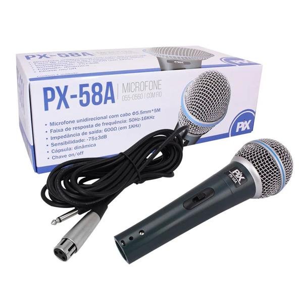 Microfone dinâmico unidirecional com fio PX-58A 055-0560 Pix CX 1 UN