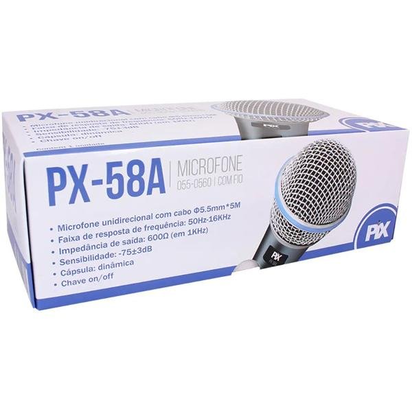 Microfone dinâmico unidirecional com fio PX-58A 055-0560 Pix CX 1 UN