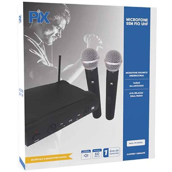 Microfone dinâmico de padrão polar cardióide (unidirecional), sem fio, 055-0001, Pix - CX 1 UN