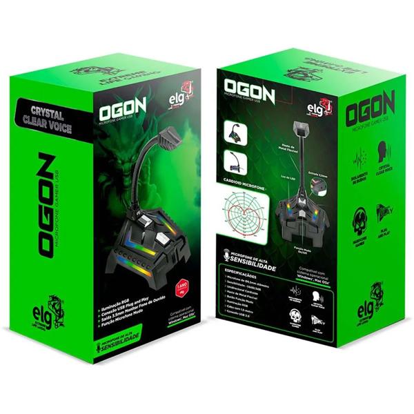 Microfone Gamer Ogon USB 2.0 RGB, HGON, Elg - CX 1 UN