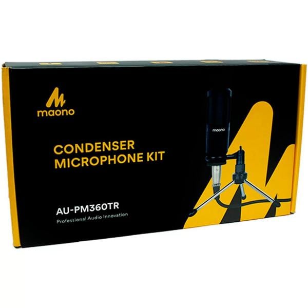 Microfone condensador profissional, Preto, AU-PM360TR, Maono - CX 1 UN