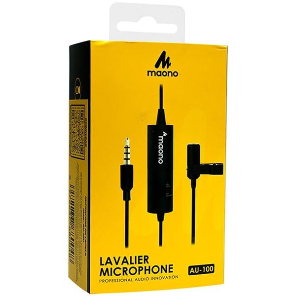 Microfone de lapela profissional, Preto, AU-100, Maono - CX 1 UN