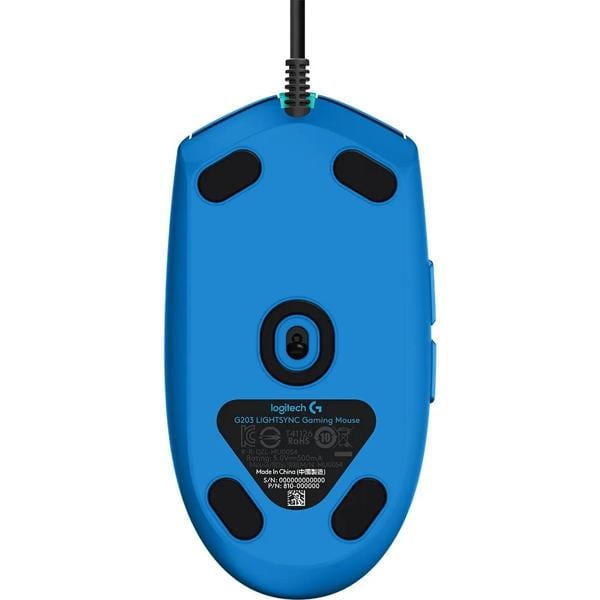 Mouse Gamer Logitech G203 LIGHTSYNC RGB, Efeito de Ondas de Cores, 6 Botões Programáveis e Até 8.000 DPI - Azul CX 1 UN