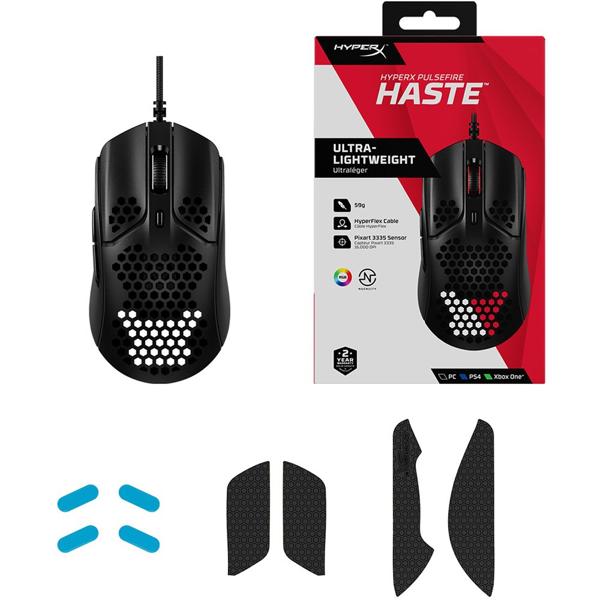 Mouse Gamer com fio USB 16000dpi RGB Pulsefire Haste 4P5P9AA HyperX - CX 1 UN