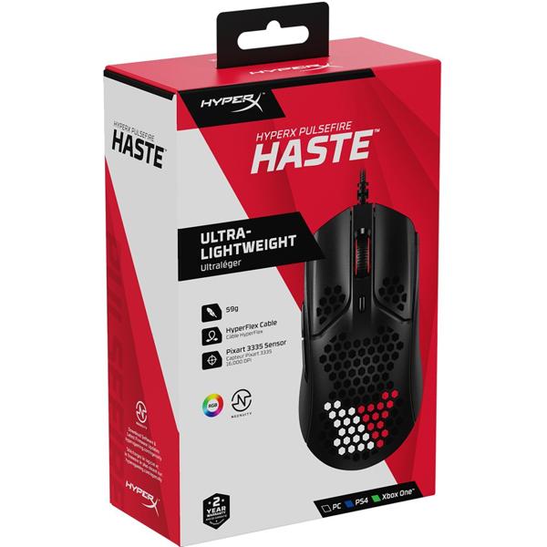 Mouse Gamer com fio USB 16000dpi RGB Pulsefire Haste 4P5P9AA HyperX - CX 1 UN