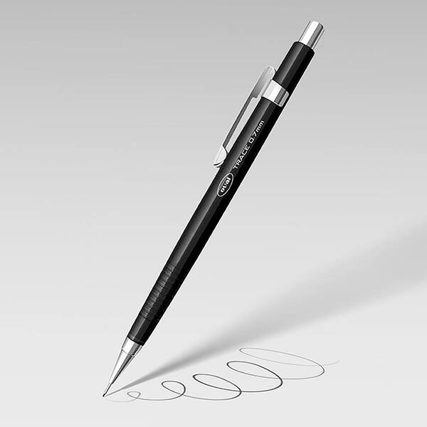 Lapiseira técnica Preta, 0.7mm + 1 tubo com 12 minas grafite, Oval - BT 1 UN