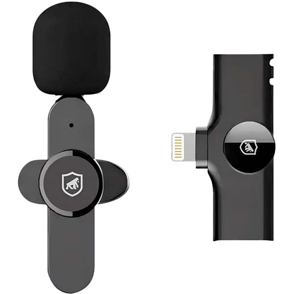 Microfone de Lapela Flex, Conexão Lightning, Preto, GS-8907-IP, Gshield - CX 1 UN