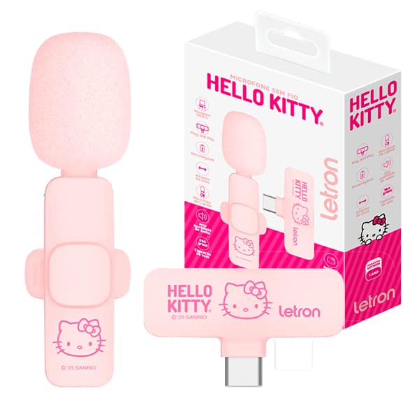 Microfone de Lapela s/fio Hello Kitty USB-C 10511 Letron CX 1 UN