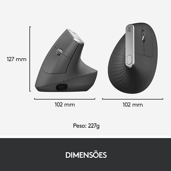 Mouse Bluetooth Logitech, Ergonômico, 4000 dpi, 910-005449, Grafite - CX 1 UN