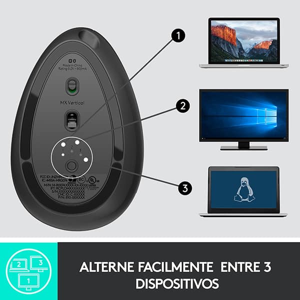 Mouse Bluetooth Logitech, Ergonômico, 4000 dpi, 910-005449, Grafite - CX 1 UN