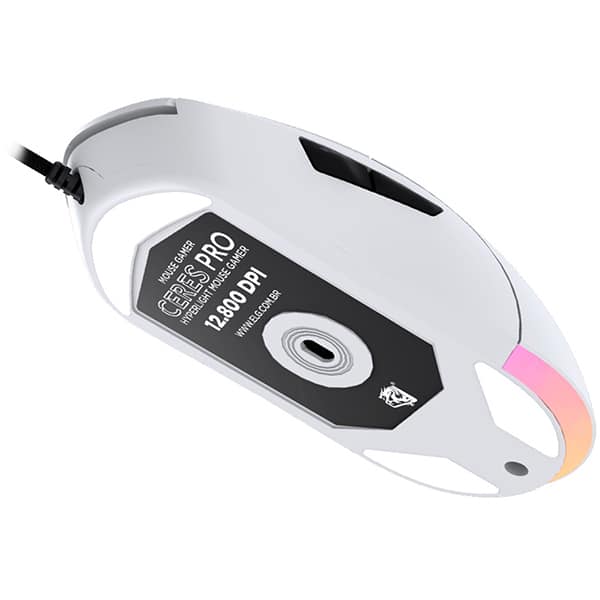 Mouse gamer com fio, Ceres Pro Hyperlight, MGCSPRO, Conexão USB, Branco, 12800 DPI, 6 botões programáveis, Sensor óptico, Elg - CX 1 UN