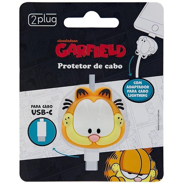 Protetor de Cabo Para USB-C, Garfield, 2Plug - 1 UN Protetor de Cabo Para USB-C, Garfield, 2Plug - 1 UN
