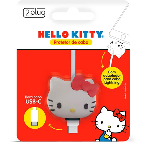 Protetor de Cabo Para USB-C, Hello Kitty, 2Plug - 1 UN Protetor de Cabo Para USB-C, Hello Kitty, 2Plug - 1 UN