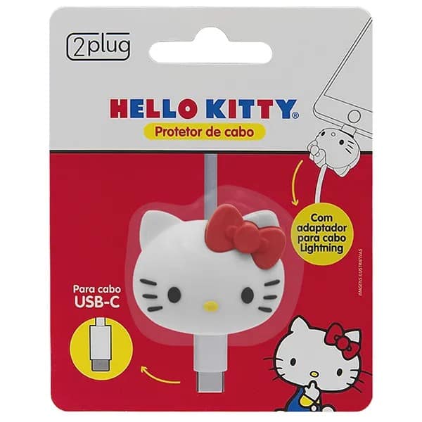 Protetor de Cabo Para USB-C, Hello Kitty, 2Plug - 1 UN Protetor de Cabo Para USB-C, Hello Kitty, 2Plug - 1 UN