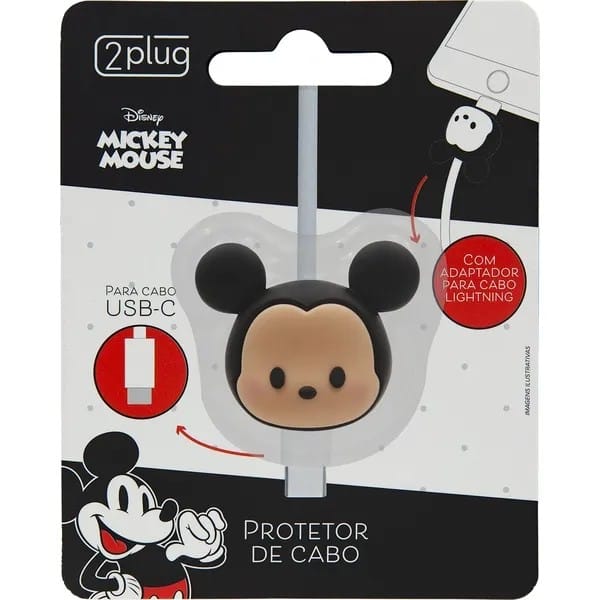 Protetor de Cabo Para USB-C, Disney Mickey, 2Plug - 1 UN Protetor de Cabo Para USB-C, Disney Mickey, 2Plug - 1 UN