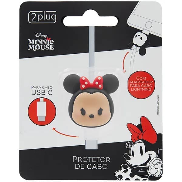 Protetor de Cabo Para USB-C, Disney Minnie, 2Plug - 1 UN Protetor de Cabo Para USB-C, Disney Minnie, 2Plug - 1 UN