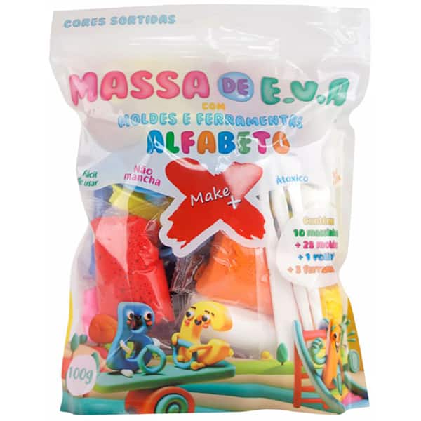 Massa de modelar Kit Alfabeto 100g 13809 Make+ PT 1 UN