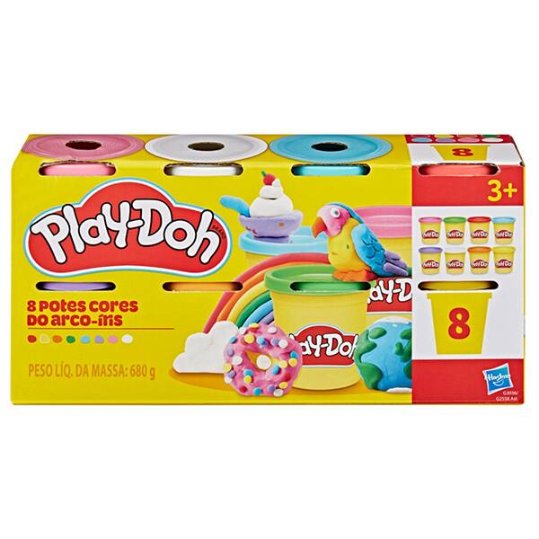 Massa de Modelar Play-Doh, 8 Potes, Cores Sortidas, G2558, Hasbro - CX 1 UN Massa de Modelar Play-Doh, 8 Potes, Cores Sortidas, G2558, Hasbro - CX 1 UN