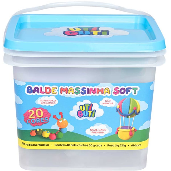 Massa de modelar 2kg, com 20 cores soft, 513001, Uti Guti - PO 1 UN