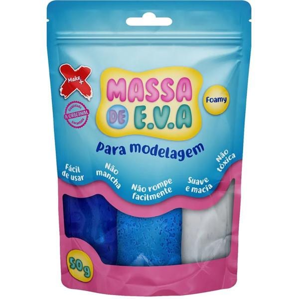 Massa de modelar em EVA, Azul escuro/ Azul claro/ Branco 13017 Make+ PT 1 UN