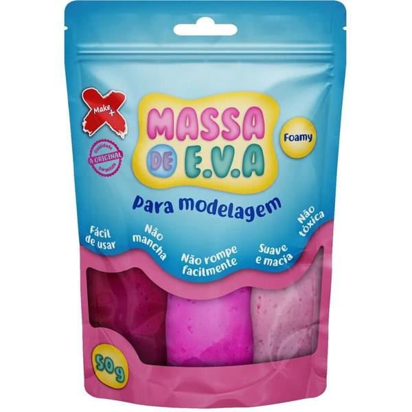 Massa de modelar em EVA, Rosa claro/ Rosa/ Pink, 13018, Make+ PT 1 UN