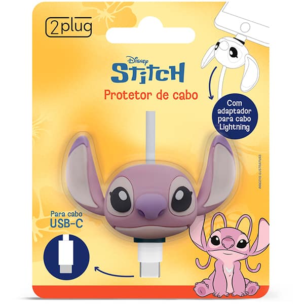 Protetor de Cabo Para USB-C, Disney Angel / Stitch, 2Plug - PT 1 UN Protetor de Cabo Para USB-C, Disney Angel / Stitch, 2Plug - PT 1 UN