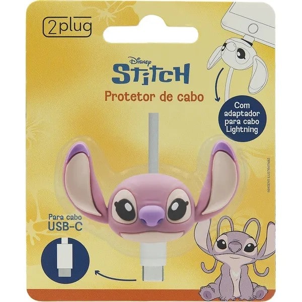 Protetor de Cabo Para USB-C, Disney Angel / Stitch, 2Plug - PT 1 UN Protetor de Cabo Para USB-C, Disney Angel / Stitch, 2Plug - PT 1 UN