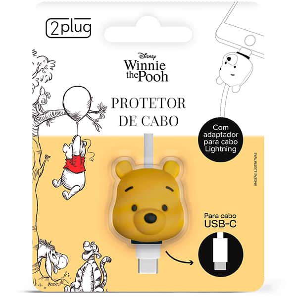 Protetor de Cabo Para USB-C, Disney Pooh, 2Plug - PT 1 UN Protetor de Cabo Para USB-C, Disney Pooh, 2Plug - PT 1 UN